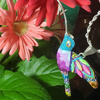 Crystals and Fire Opal Pendant Sterling Silver Hummingbird Charm Large