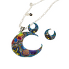 Crystals Pendant Sterling Silver Moon Pendant Charm and Earrings Set Beads