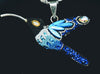 Large Blue Opal and Crystals Pendant and Earrings Hummingbird Charm Set Large