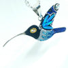 Large Blue Opal and Crystals Pendant and Earrings Hummingbird Charm Set Large