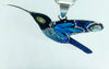 Large Blue Opal and Crystals Pendant and Earrings Hummingbird Charm Set Large