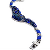 Crystals & Fire Opal Bracelet Intricate Royal Blue Peackock Sterling Silver HEAVY