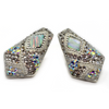 Studs Fire Opal 950 Sterling Silver Earrings Jewelry