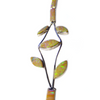 Sterling Silver Fire Opal Leaves 7.75" Tennis Chain Bracelet Yellow- Floral Designed