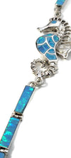 Lightest Blue Seahorse Fire Opal Designer Bracelet Sterling Silver Jewelry Exclusive Raphaellos