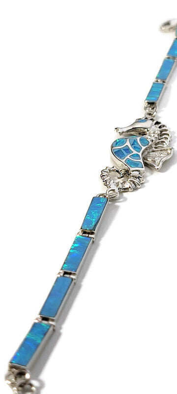 Lightest Blue Seahorse Fire Opal Designer Bracelet Sterling Silver Jewelry Exclusive Raphaellos