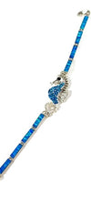 Crystal Medium Blue Seahorse Fire Opal Designer Bracelet Sterling Silver Jewelry Exclusive Raphaellos