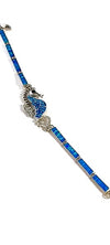 Crystal Medium Blue Seahorse Fire Opal Designer Bracelet Sterling Silver Jewelry Exclusive Raphaellos