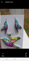 Blue Crystals Hummingbird Handcrafted Sterling Silver Earrings