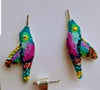 Blue Crystals Hummingbird Handcrafted Sterling Silver Earrings