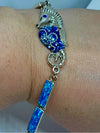 Crystal Medium Blue Seahorse Fire Opal Designer Bracelet Sterling Silver Jewelry Exclusive Raphaellos